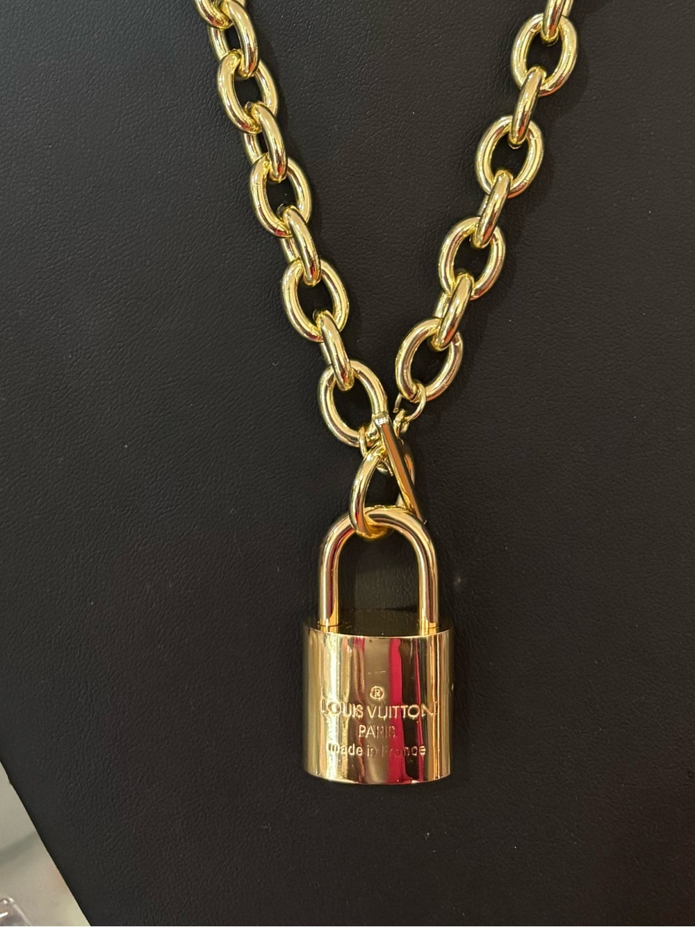 Gold-Tone Padlock Chain Necklace - Designer